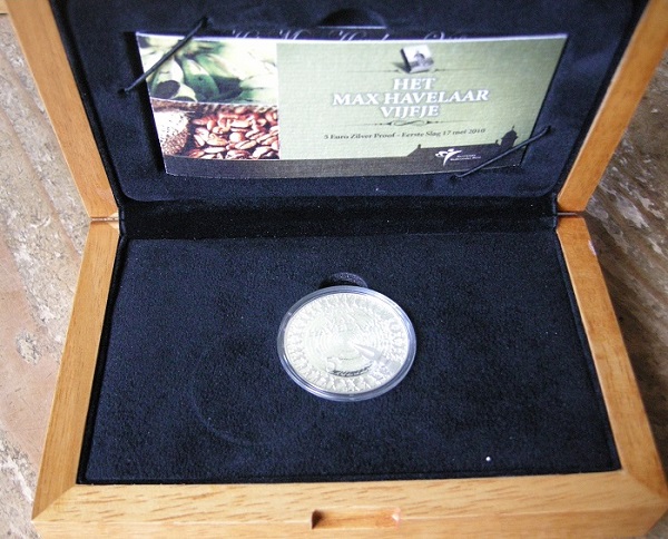 (afbeelding voor) 5 Euro Max Havelaar 2010 Zilver proof 1e Slag in cassette